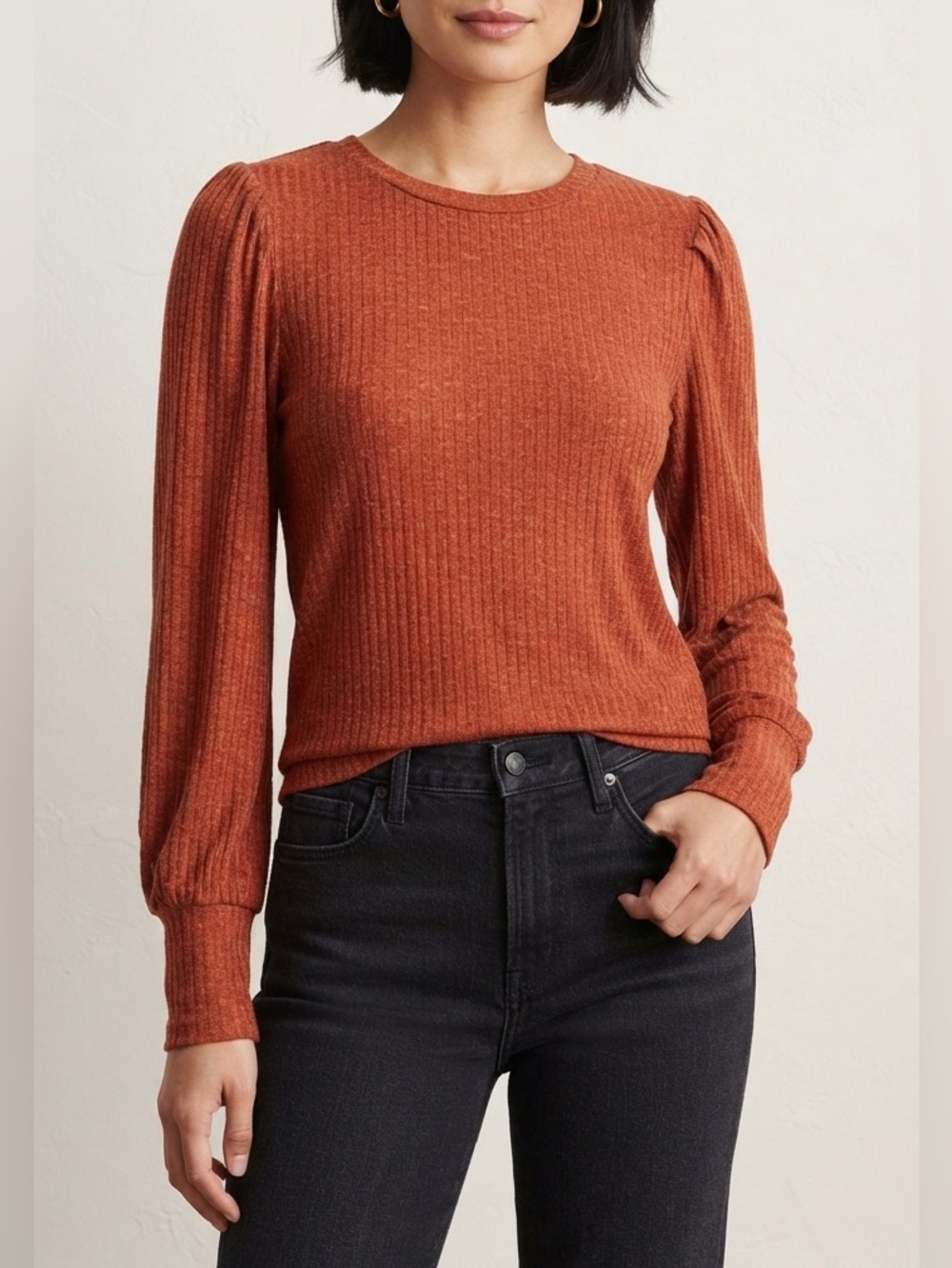 NWOT Long Sleeve Ribbed Knit Top Size L